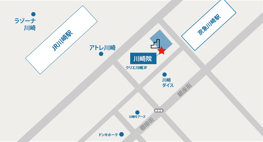 イースト駅前クリニック川崎院へのアクセスマップ