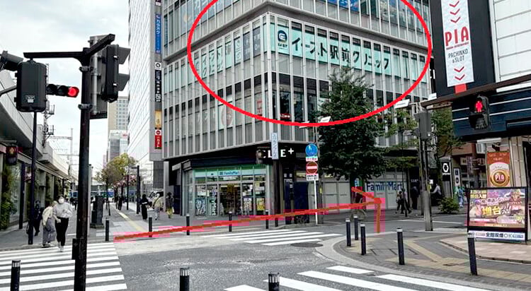 京急川崎駅からイースト駅前クリニック川崎院へのアクセスマップ