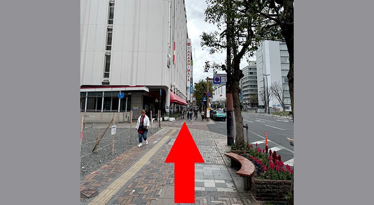 JR岡山駅地上からイースト駅前クリニック岡山院へのアクセスマップ