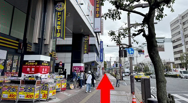 JR岡山駅地上からイースト駅前クリニック岡山院へのアクセスマップ
