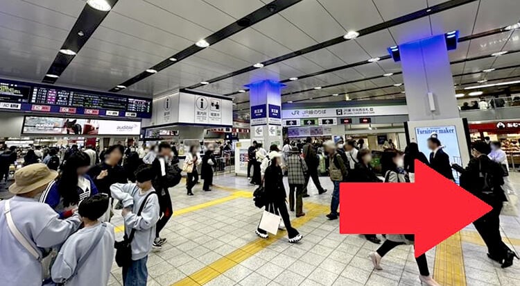 JR各線から新宿西口院へのアクセスマップ