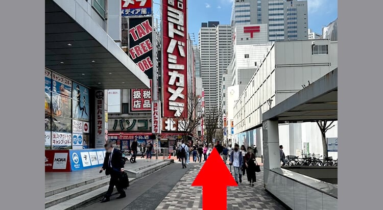 JR各線から新宿西口院へのアクセスマップ