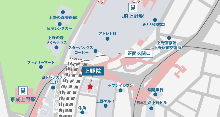 上野院のアクセスマップ