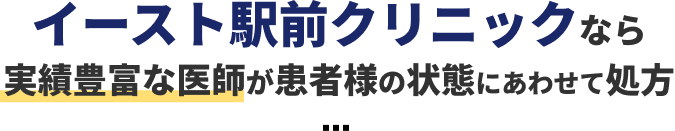 イースト駅前クリニックなら実績豊富な医師が患者様の状態にあわせて処方