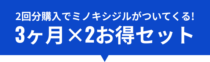 2回分購入でミノキシジルがついてくる!3ヶ月×2お得セット